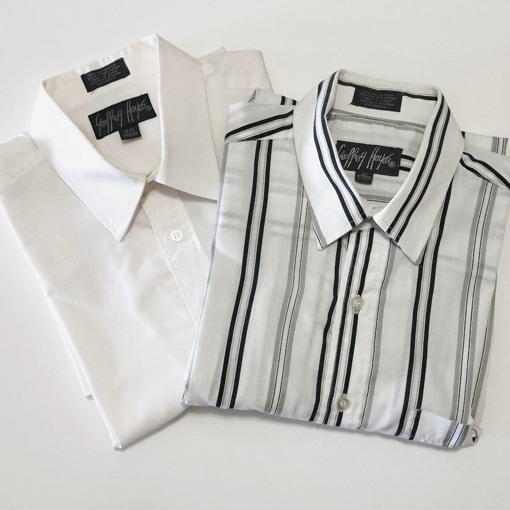 2 Geoffrey Hayes Short Sleeve Dress Shirts Sz 15.5